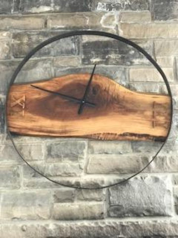 Rustic Steel and Barnboard Clock
